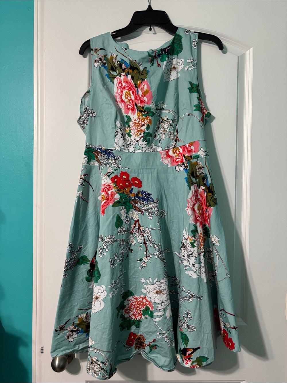 Mint Green Floral Midi Dress